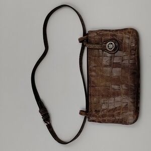 Dooney & Bourke Crocodile Embossed Beige Mini Slim Bag Bayou Collection